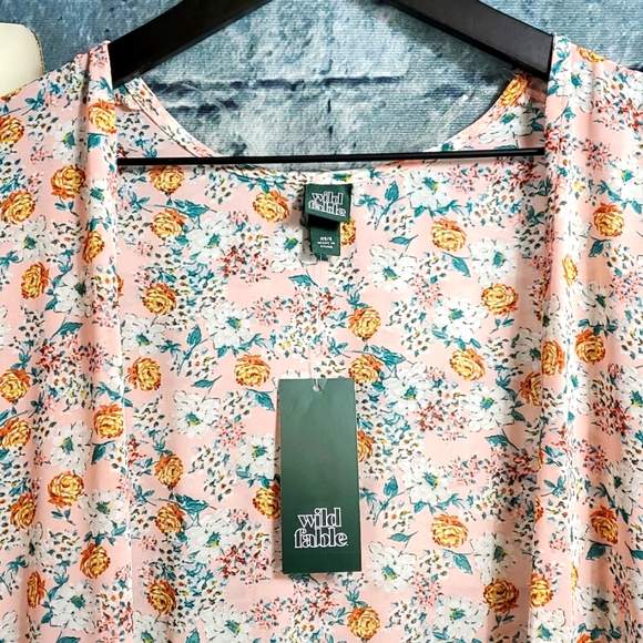 Wild Fable | Gypsy Boho Prairiecore Pink Floral Kimono Duster - Picture 3 of 10